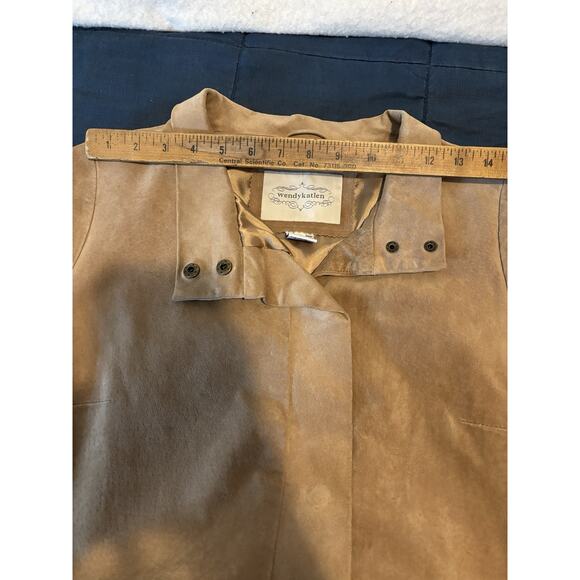 Wendy Katlen Anthropologie Suede Trench Coat Tan Size 10 Medium - Picture 11 of 15